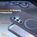 Compatible with Samsung Galaxy S24 Case with Magnetic Ring Stand, Military Drop Protection, Anti-Scratch/Anti-Fingerprint Translucent Matte Case for Samsung Galaxy S24 (Dark Blue)
