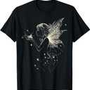 Fairy Mythical Motif Fantasy Illustration Fairy T-Shirt, Black, Small Ladies Size