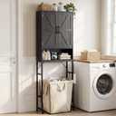 Over The Toilet Storage Cabinet,23.6" W Bathroom Organizer, Black, Farmhouse 23"