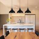 Black Dome Metal Pendant Lights - Hanging Ceiling Fixture for Industrial, Farmhouse Kitchen Island, Dining Room, Foyer (3 pack)