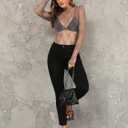 Ugerlov Women's Long Sleeve Mesh Top Mock Neck Sheer Blouse See Through Floral Lace Tops (Medium, Dark Grey)