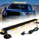 42" Roof Top Strobe Light Bar Amber White Emergency Traffic Advisor Lights, Double Side Warning Safety Flashing w/Magnetic Mount for Construction Vehicles Plow Trucks Pickup, Amber/White