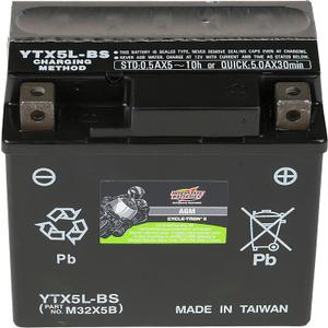Interstate Batteries YTX5L-BS 12V 4Ah Powersports Battery 80CCA AGM Rechargeable Replacement for Kawasaki, Polaris, KTM Motorcycles, ATVs, Scooters, Bikes (CYTX5L-BS/CITX5L-BS)