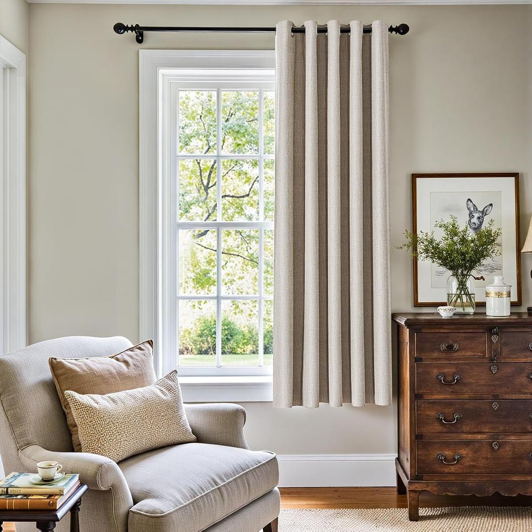 jinchan Room Darkening Curtain 63 Inch Length Beige Curtain for Bedroom Living Room Drape 1 Panel Texture Grommet Top Window Treatment 72 Inches Wide by 63 Inches Long (72"W x 63"L (Pack of 1), Greyish Beige)