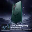 CASEKOO World's First 3-in-1 Magnetic Ring Stand for Samsung Galaxy S25 Ultra case | Patented Design, 16FT Military Drop Protection, Magsafe Compatible | Slim Matte Translucent Cover 6.9" 2025, Green