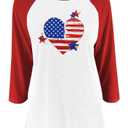 Women Color Block Shirts Novelty T-Shirts Stars and Stripes Print Tops Independence Day Shirt (White, XL)