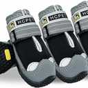 Y&E Dog Boots, Waterproof Rugged Anti-Slip Sole Dog Shoes with Reflective Adjustable Straps for Small Medium Large Dogs, Paw Protector, Breathable Outdoor Puppy Booties for Hot Pavement Black 4PCS, Size 2 Inches