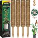Moss Pole 56 Inch, 4 Pcs Moss Pole Monstera Plant Support, 17.7 Inch Coir Totem Pole Moss Stick for Climbing Plants Indoor Monstera Extension, Train Potted Creepers to Grow Upwards, 65 Feet Twist Tie