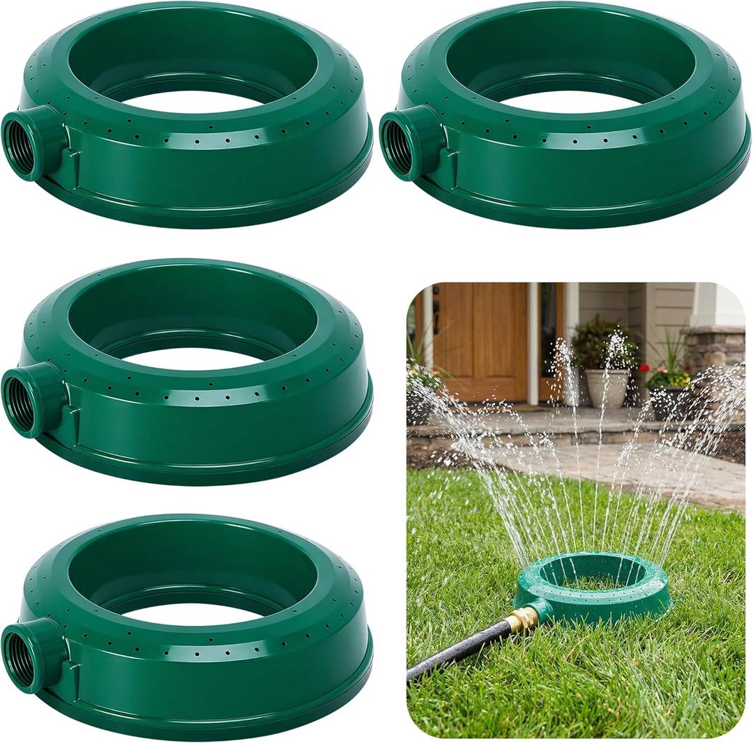 4 Pcs Lawn Circle Ring Sprinklers, Plastic Ring Sprinkler Base, Round Watering Spot Sprinklers for Outdoor Lawn Garden Yard Patio Irrigation System