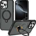 Compatible with iPhone 16 Pro Max Case with 360 Stand,Black | Magnetic 360 Spin Stand