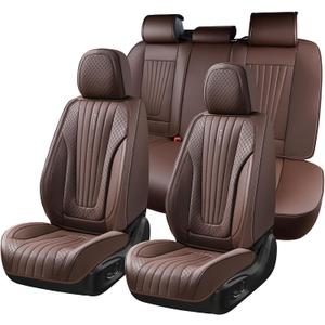 FLORICH Car Seat Covers, Premium Leatherette Car Seat Covers Full Set, Waterproof Nappa Leather Seat Protectors, Breathable Car Seat Cushion for Most Sedans Cars SUV Trucks, Coffee