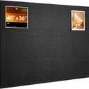 Bulletin Board, 48 x 36 inches Cork Board Alternative, 12 Pack Felt Pin Boards for Walls Home Office Decor, Classroom with 60 Adhesive Tabs Black