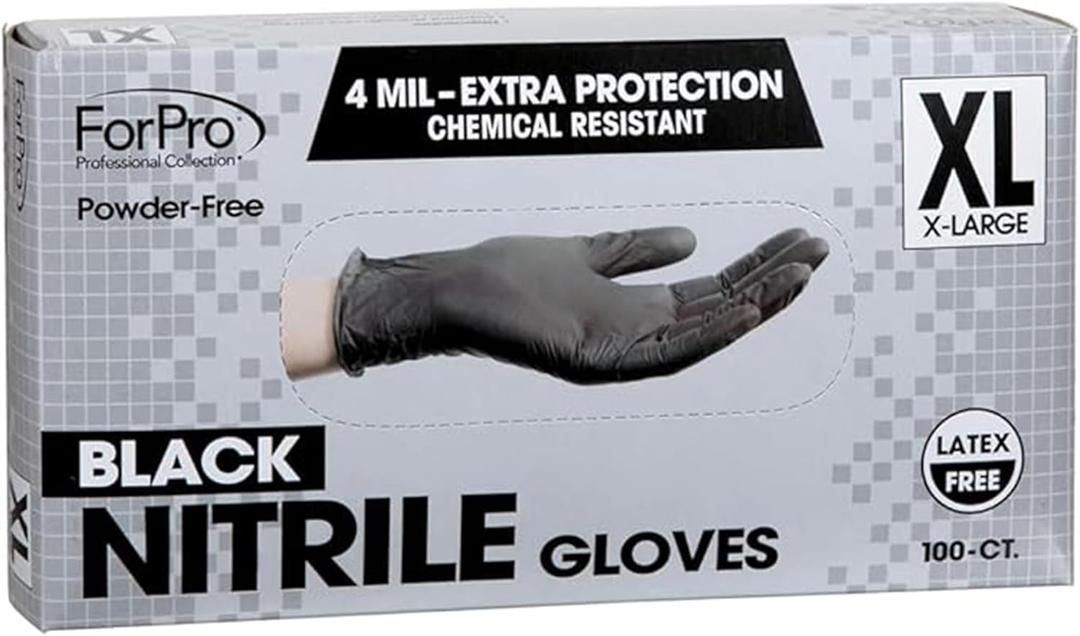 ForPro Disposable Nitrile Gloves, Chemical Resistant, Powder-Free, Latex-Free, Non-Sterile, Food Safe, 4 Mil