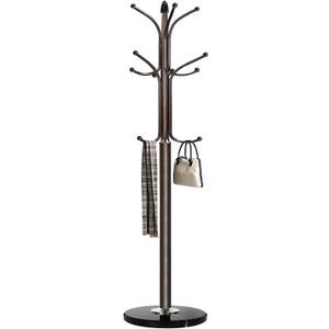 Kertnic Metal Coat Rack Stand with Natural Marble Base, Free Standing Hall Tree with 12 Hooks for Hanging Scarf, Bag, Jacket, Home Entry-way Hat Hanger Organizer (Bronze)