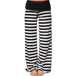 Gracyoga Women's Comfy Pajama Pants Wide Leg Lounge Palazzo Yoga Pants Stretch Casual Floral Print Fold Waist Pants (Large)