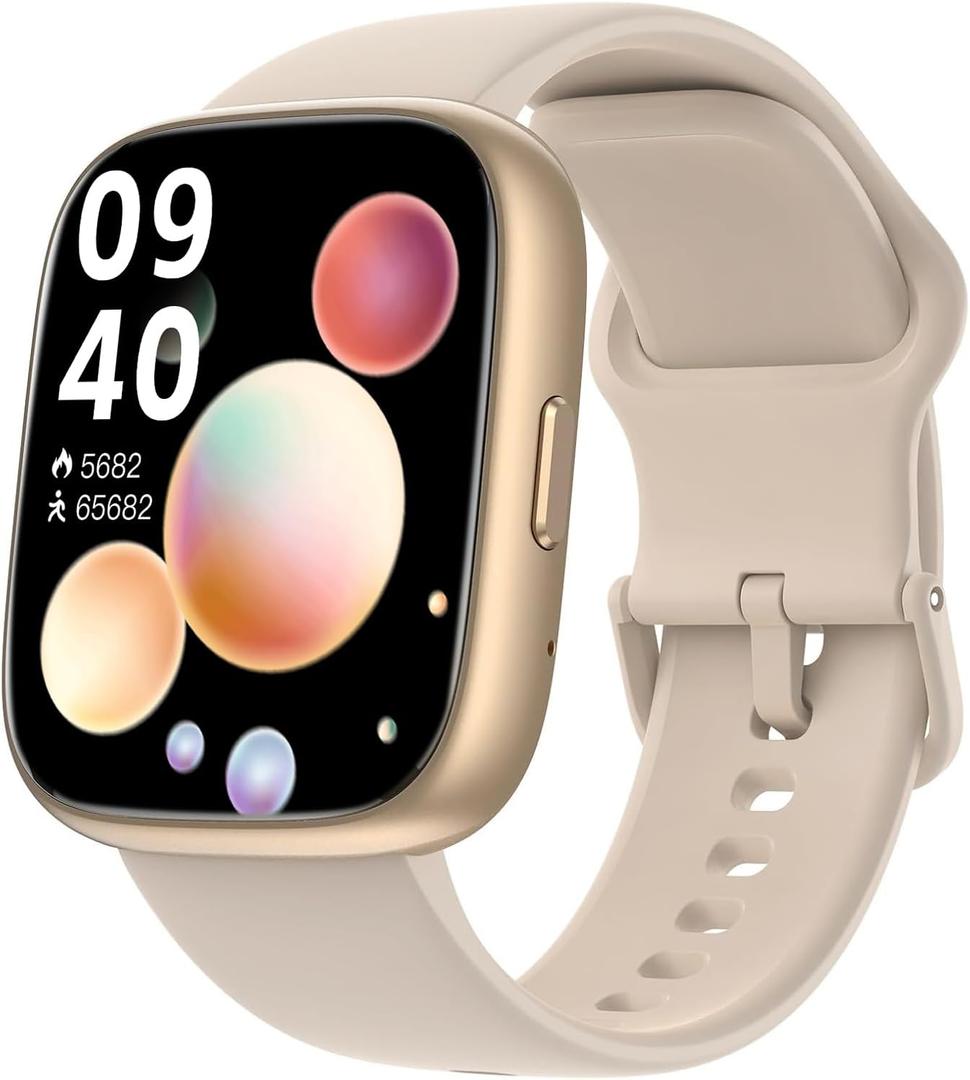 Smart Watch for Men Women Alexa Built-in 1.83" Fitness Tracker Smart Watch for iPhone Android Compatible, IP68 Waterproof Smartwatch 100+ Sport Modes, Pedometer, Heart Rate/SpO2/Stress/Sleep Monitor (Gold)