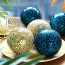 Honeydak 5 Pieces Glass Mosaic Sphere Decorative Balls for Centerpiece Bowls Turquoise Decorative Glass Balls Orbs Decorative Vases Fillers for Home Decoration Dining Table Bowls Tray