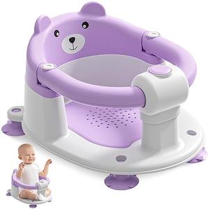 Baby Bath Seat for Babies 6 Months & up, NonSlip Toddler Bath Seats for Babies Sitting Up, Safe Infant & Newborn Bathtub Chair with 4 Suction Cups & Soft Cushion for Shower,Lavender