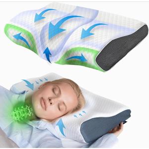 Memory Foam Cervical Neck Pillow. Ergonomic Pillow for Sleeping, Snoring