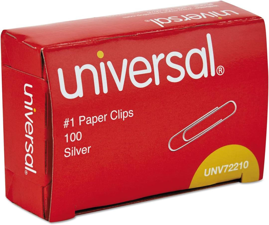 Universal Paper Clips, Smooth, Size No. 1, Silver, 100/BX, 8 Boxes/Pack (UNV72210)