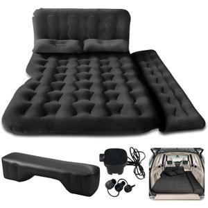 SUV Air Mattress Car Camping Bed -Car Air Mattress Inflatable Thickened and Double Car Air Mattress Bed with Air Pump Portable Foldable Car Air Bed Mattress for Home Car Travel Camping - Black