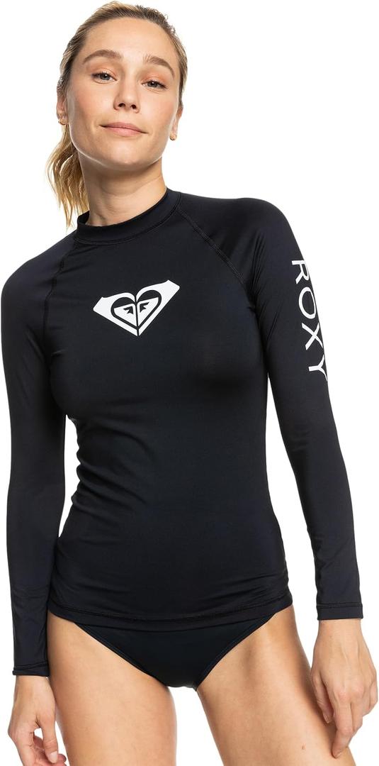 Roxy Women's Long Sleeve Compression Fit Rashguard UPF 50+ Quick Dry Recycled Swim Shirt, Anthracite, Medium
