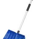 Snow Shovel, Snow Shovels for Driveway, Plastic Snow Shovels for Snow Removal with Aluminum Handle & D-Grip, 16" Wide Shovel for Snow Heavy Duty, 47.5 inch
