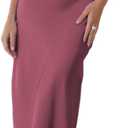 Halfisland Satin High Neck Backless Sleeveless Midi Dresses for Women Elegant Mock Neck High Waist Cross Back Cocktail Dress (Small, Plum)
