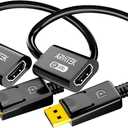 4K Display Port to HDMI Adapter (4K@60Hz, 1440P/2K@120Hz), High Speed Uni-Directional DP 1.2 Computer to HDMI 2.0 Screen Converter for Desktop, Projector, Monitor, Plug & Play, 2 Pack