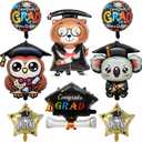 8 Pcs Graduation Balloons Class of 2025 Congrats Grad Mylar Party Decorations Cap Bear owls Koala Foil Balloons for Kindergarten College Graduation Party Supplies