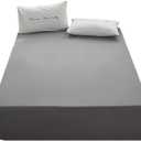 Bedding 1piece Queen Fitted Sheet Only-Queen Size Deep Pocket Bottom Fitted Sheet-Fits 15inches Bed Matress Sheet-Soft and Microfiber-Easy Care-Light Gray