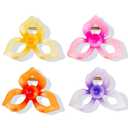 4 Pcs Flower Hair Claw Clips for Women Girls, Candy Color Acrylic Large Hair Clips for Thick Thin Hair, Strong Hold Jelly Style Hawaiian Hair Clips
