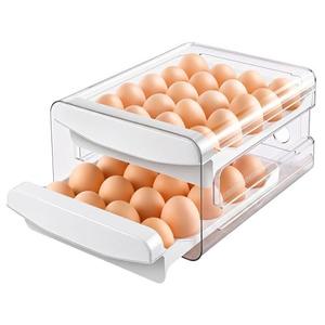 Zagtag® Egg Holder for Fridge, 2-Tier Stackable 40 Eggs Organizer Drawer for Refrigerator, Space-Saving Egg Container, Clear Plastic Egg Tray for Kitchen Storage