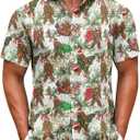 Christmas Shirt for Men Short Sleeve Button Down Santa Claus Vacation Hawaiian Shirts (X-Large)