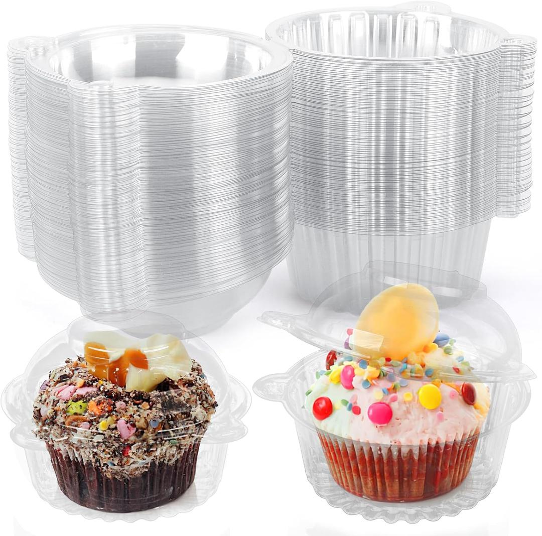 HANSGO 50PCS Individual Cupcake Containers, Single Clear Cupcake Boxes Cupcake Holders Individual Cupcake Carriers with Dome Lids for Cupcake Muffin Parties