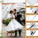 6 Pcs Frosted White Rain Umbrella Love Is in the Air Translucent Wedding Windproof Cute Umbrella with J Hook Handle for Bride Groom Wedding Party Prom Bridal Shower Gift Decor
