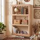 Pinkunn Scalloped Rattan Wall Hanging Storage Shelf Boho Wall Decor and Woven Walls Shelf, Decorative Rattan Floating Shelves for Bohemian Style House, Cute Walls Art Above Couch or Bed, 31.5 x 19.7 x 7.5 inches