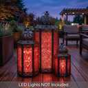 VELA LANTERNS Set of 3 Red Glass & Black Metal Moroccan Candle Lantern Holders (XL, Large, Small) - Decorative Indoor/Outdoor Decor for Patio, Floor, Weddings & Ramadan