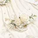 Serwalin White Rose Corsage and Boutonniere Set, Boutonniere for Men and Wrist Corsage Wristlet Prom Homecoming Wedding Flowers Accessories Party Suit Decorations