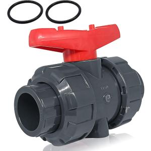 PVC Union Ball Valve, 1-1/4" Inch (DN32) True Union Full Flow Ball Valve with ASTM EPDM O-ring, Slip Socket, Full Port for Water System