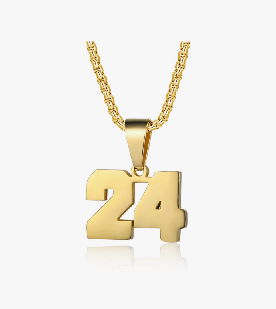 Number Necklaces Personalized Necklaces 18K Gold Plated Initial Number Pendant Stainless Steel Chain Sports Necklaces for Men Women 24