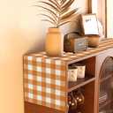 2 x Watercolor Black White Buffalo Check Plaid Table Runner Gingham Tablecloth Farmhouse Spring Summer Fall Home Kitchen Table Decorations-1372'' (Orange and White)