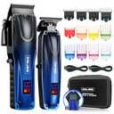 GinJee Professional Hair Clippers for Men Cordless & Corded - Rechargeable Barber Clipper & Trimmer Set with Fade Lever for Home Haircuts, Grooming Kit with Guide Combs, with Travel Case