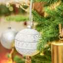 3.15" Vintage Christmas Ball Ornaments, Rustic Silver & White Distressed Christmas Ornaments Set, Shatterproof Farmhouse-Style Tree Decorations for Xmas Home Holiday Dcor(Pack of 8)
