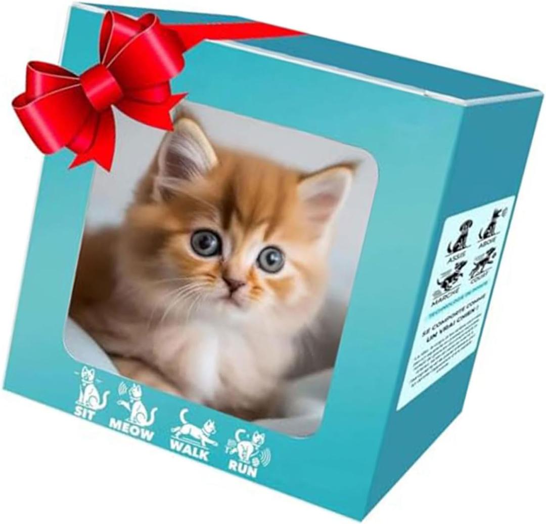 Cats Companion Plush Toy with Barking Tail Wagging Traction Rope Design for Toddler Learn to Crawl Barking Cats Plush Toy