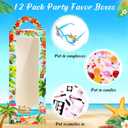 24 Pcs Hawaiian Luau Party Favors Includes 12 Funny Summer Beach Sunglasses and 12 Tropical Luau Theme Gift Boxes Party Supplies for Birthday Aloha Tropical Flamingo Decoration