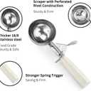 Portion Scoop - Disher, Cookie Scoop, Food Scoop - Portion Control - 18/8 Stainless Steel, White Handle (#6 / 5oz)