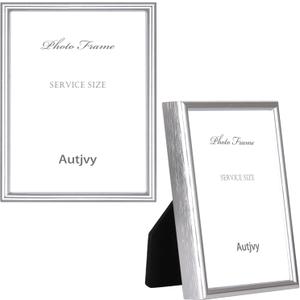 3x4 Poster Picture Frame Set of 2, Silver Modern Thin Metal gallery Photo Frame with HD Real Glass, Display for Tabletop and Wall, 2 Pack