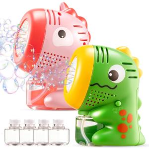 SYNCFUN 2 Pcs Dinosaur Bubble Machines for Toddlers, Unicorn Mini Bubble Machines with Bubble Solution for Kids,Toddlers, Summer Outdoor Party Favors, Kids Easter Birthday Gift