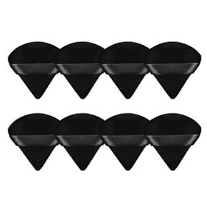 FAVYC 8Pcs Triangle Powder Puffs Face Soft Triangle Makeup Puff Velour Cosmetic Sponge Beauty Makeup Tools (Black)